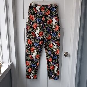 Collectif Floral Skinny Pants - Black, Red, Green, Blue